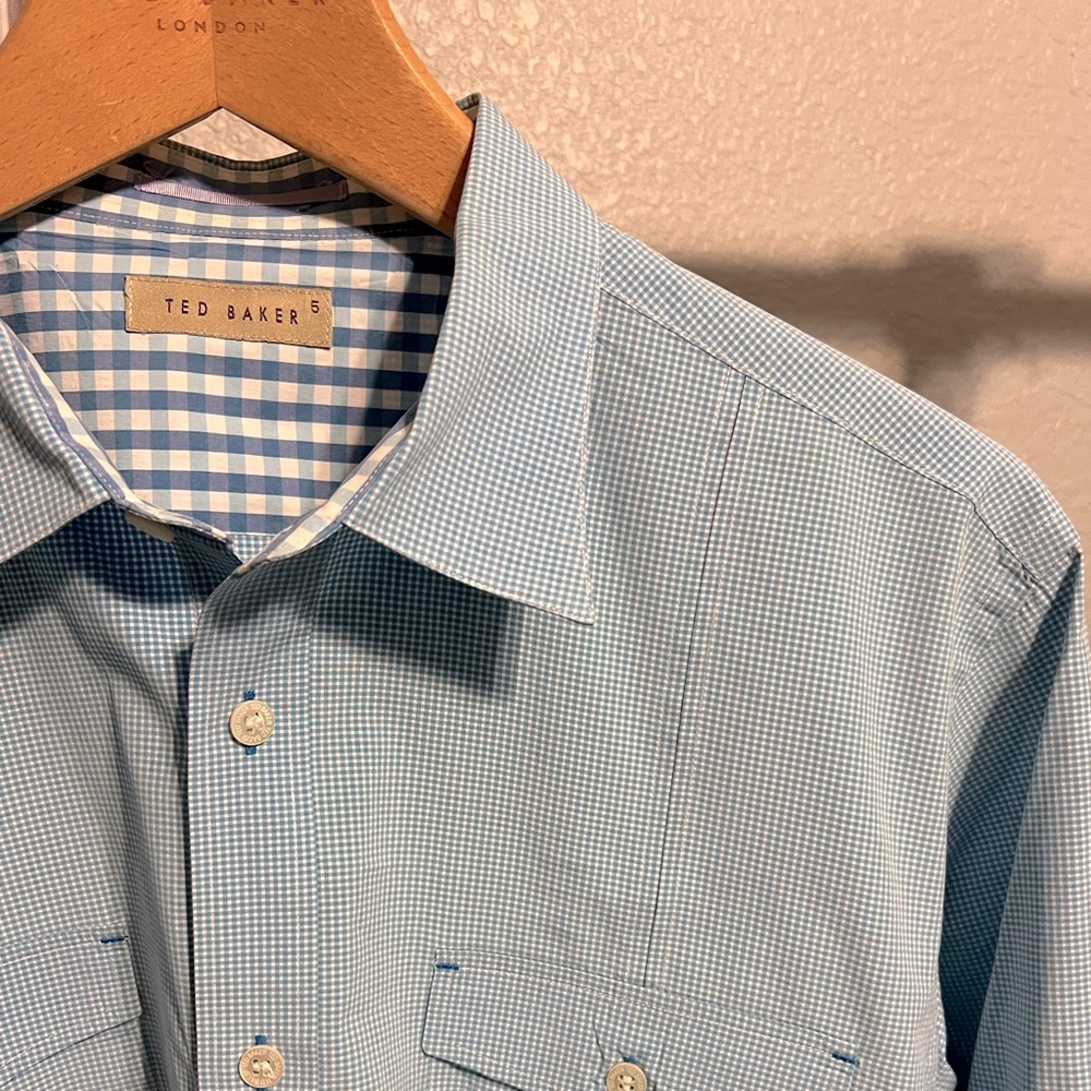 Ted Baker LS l.blue mini plaid woven